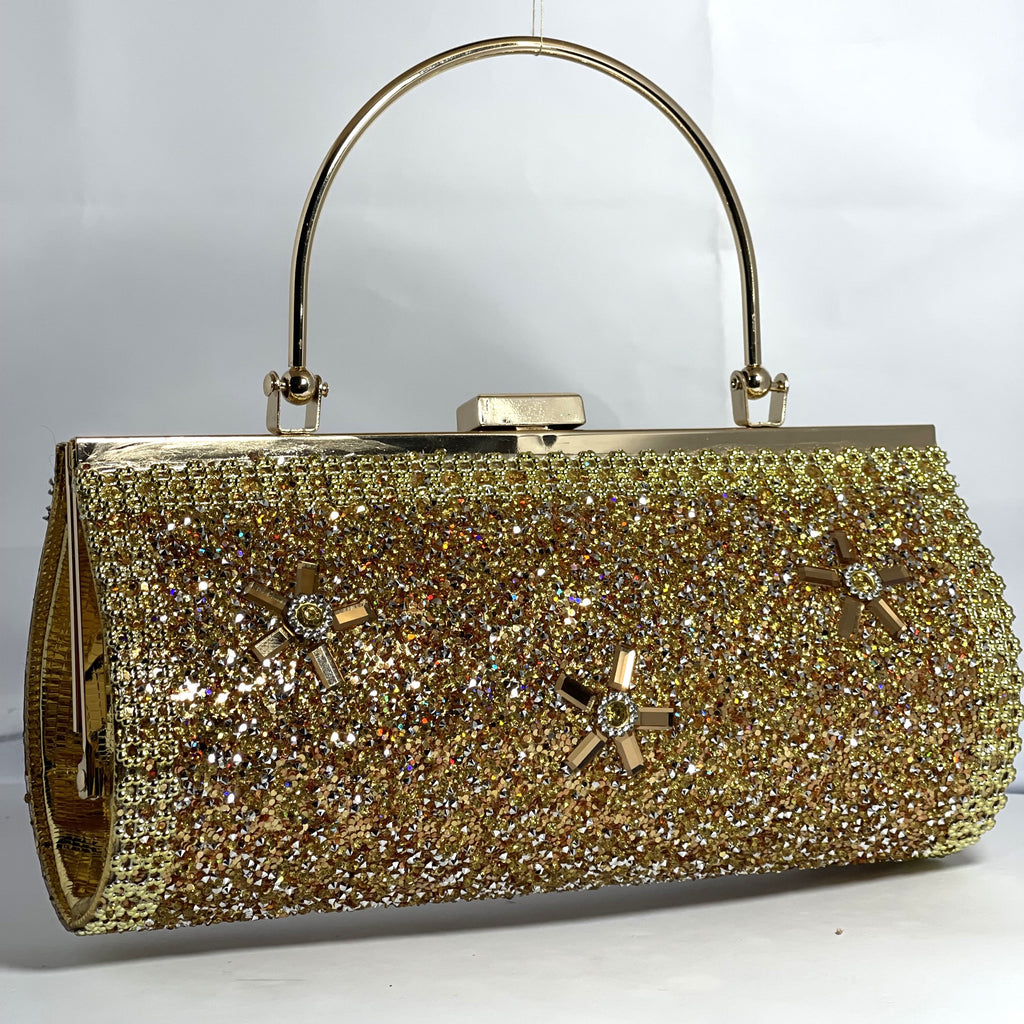 Golden Glam Crystal Clutch