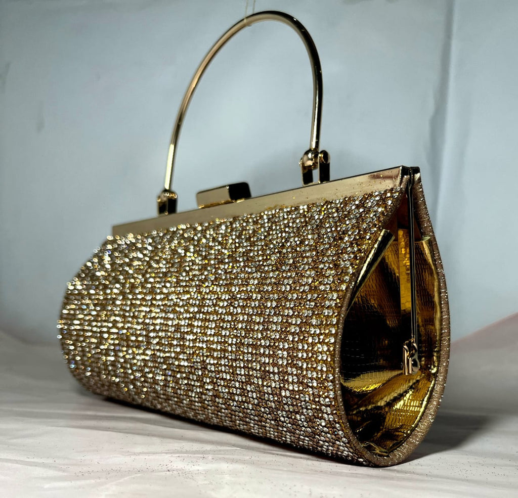 Golden Bronze Crystal Evening Bag