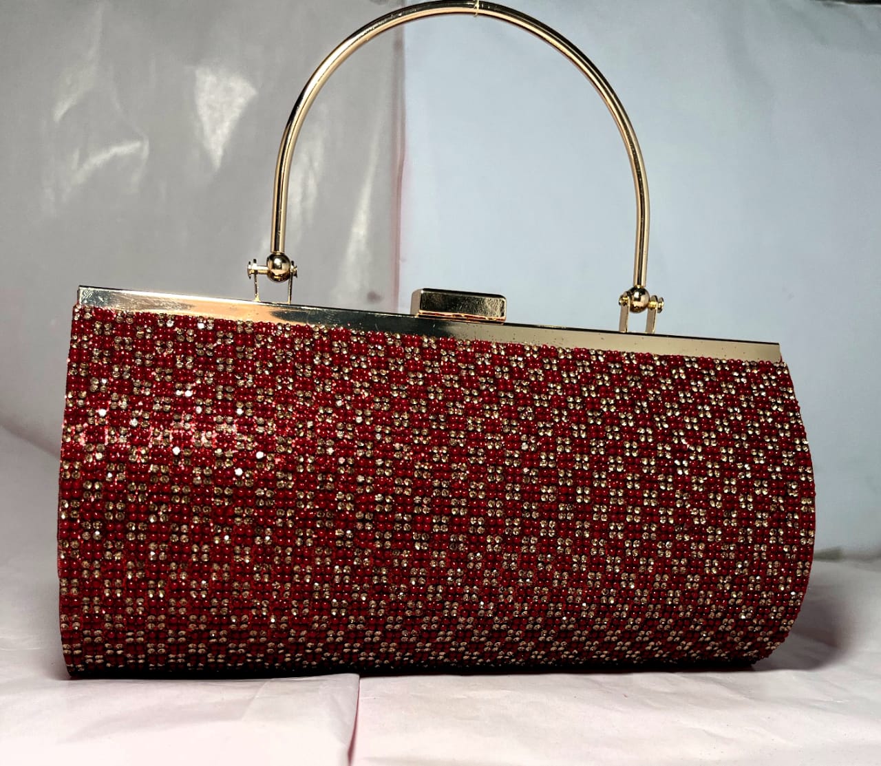 Ruby Red Velvet Evening Bag