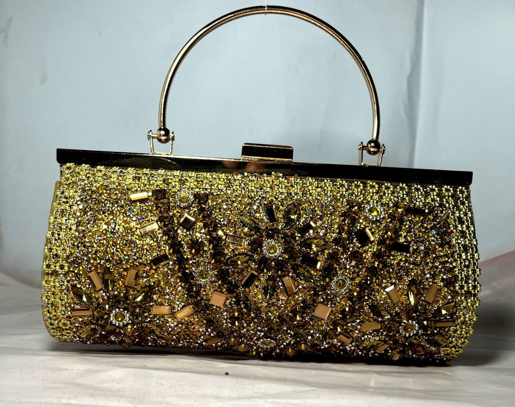 Golden Glam Crystal Clutch