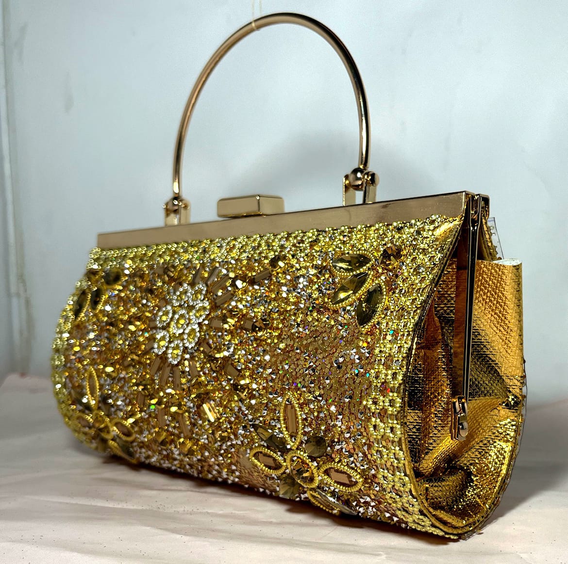 Golden Luxe Crystal Handbag