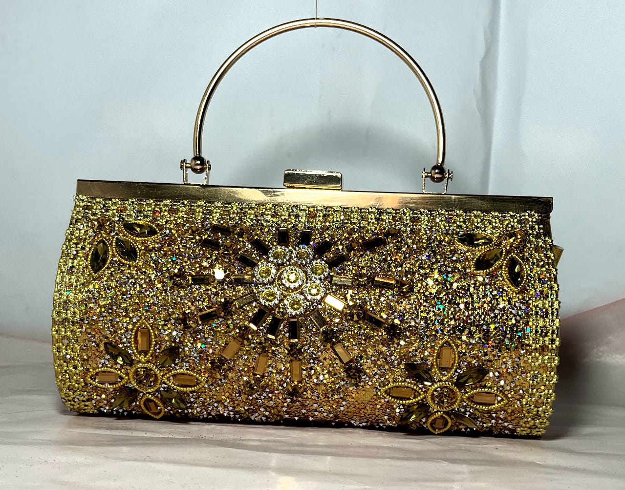 Golden Luxe Crystal Handbag